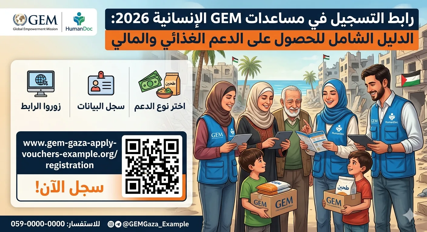 رابط التسجيل في مساعدات GEM الإنسانية 2026: الدليل الشامل للحصول على الدعم الغذائي