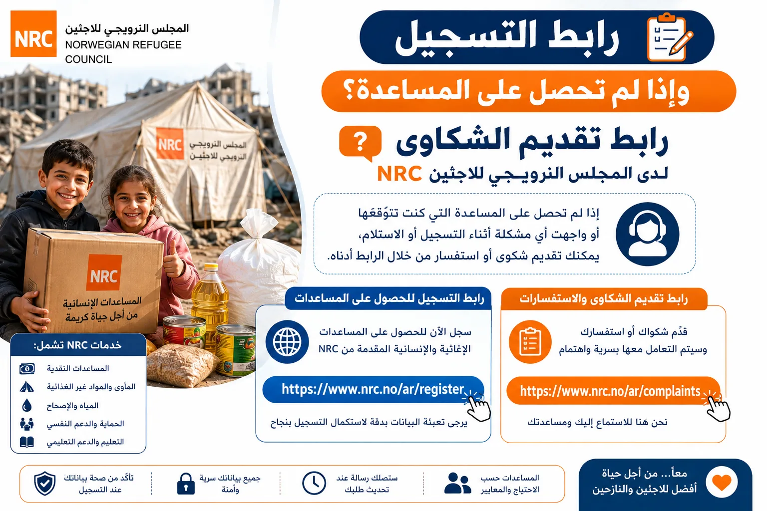 رابط التسجيل وتقديم الشكاوى لدى المجلس النرويجي للاجئين NRC: خطوات الاستفادة ومتابعة المساعدات 2026